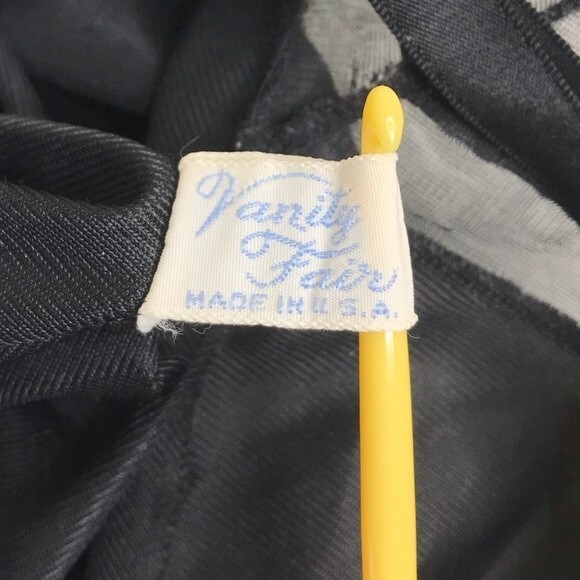 Vintage 1960s Vanity Fair Black Full Slip Adjustable Strap Chiffon Trim Women 38 - Picture 7 of 14